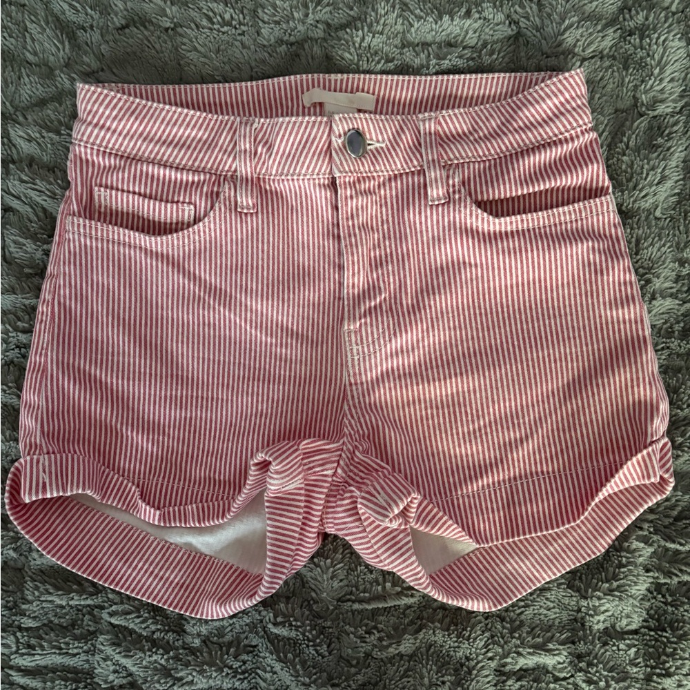 Red and white striped shorts